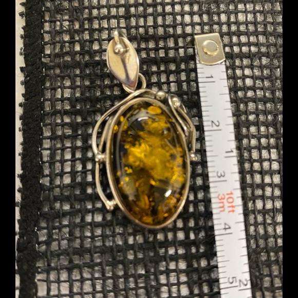 Gift 🎁 2pc Vintage 925 Sterling Silver Pendant and Bracelet set w/ Amber 🎁 - Picture 7 of 7